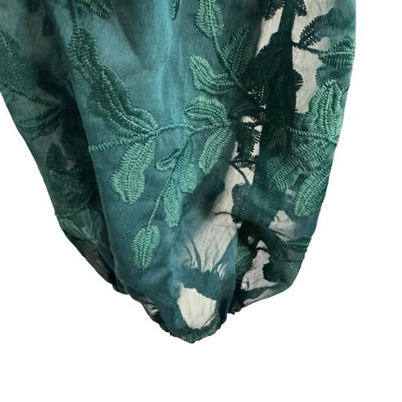 Lulus Inclined To Romance Emerald Green Floral Embroidered Mini Dress NWT - Picture 7 of 11